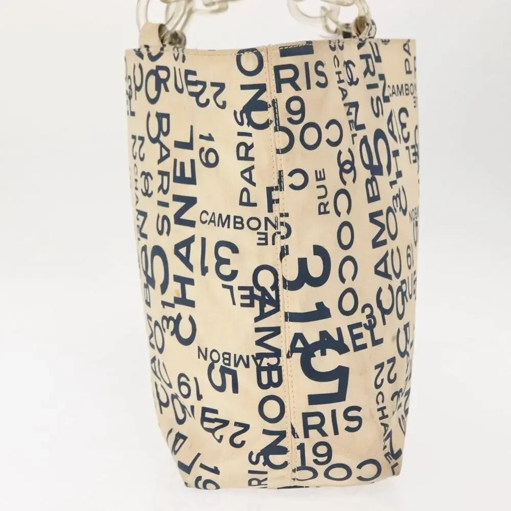 Chanel Canvas Bysy Line Tote Bag White